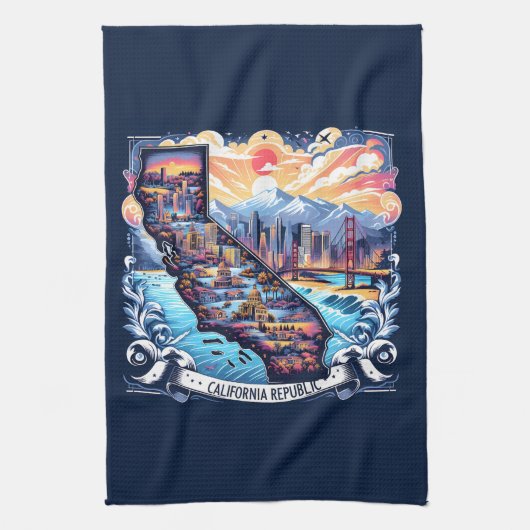 California Map Vector Art Geschirrtuch (Vertikal)