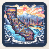 California Map Vector Art Rechteckiger Pappuntersetzer (Vorderseite)