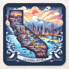 California Map Vector Art Rechteckiger Pappuntersetzer