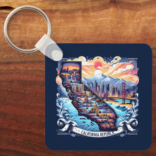 California Map Vector Art Schlüsselanhänger (Vorderseite)