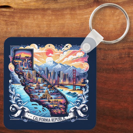 California Map Vector Art Schlüsselanhänger (Rückseite)