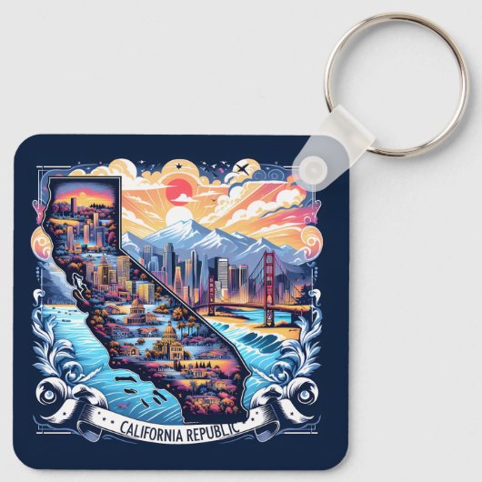 California Map Vector Art Schlüsselanhänger (Rückseite)