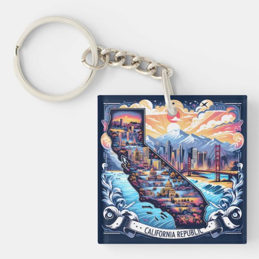 California Map Vector Art Schlüsselanhänger (Vorderseite)