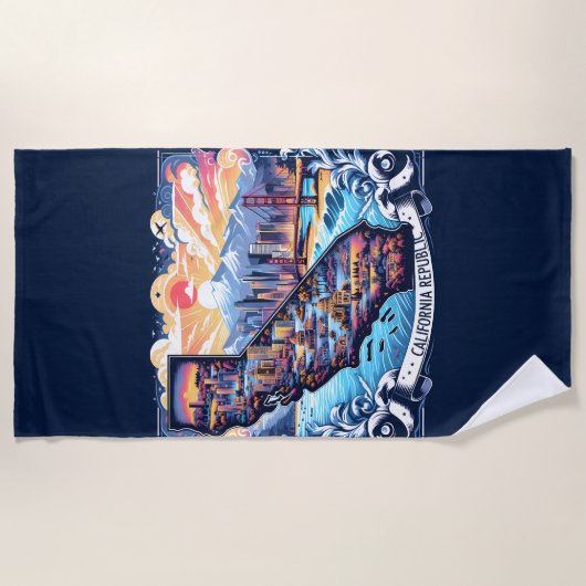 California Map Vector Art Strandtuch (Vorderseite)