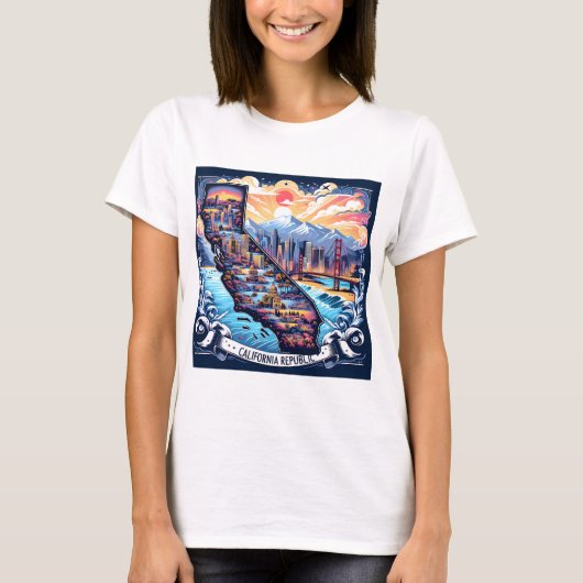 California Map Vector Art T-Shirt (Vorderseite)