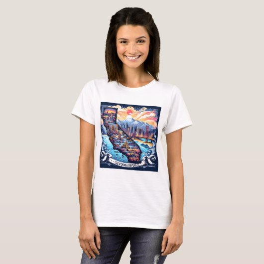 California Map Vector Art T-Shirt (Vorne ganz)