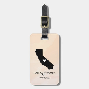 California Map Wedding Luggage Tag, Couple's Name Gepäckanhänger