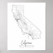 California Minimal Street Map Poster (Vorne)