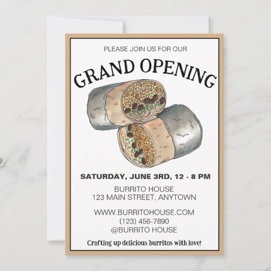 California Mission Burrito Restaurant Mexiko Küche Einladung (Vorderseite)