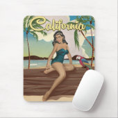 California Model Retro Reiseplakat Mousepad (Mit Mouse)