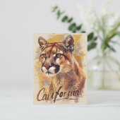 California Mountain Lion Cougar Portrait Postkarte (Stehend Vorderseite)