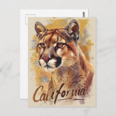 California Mountain Lion Cougar Portrait Postkarte (Vorne/Hinten)