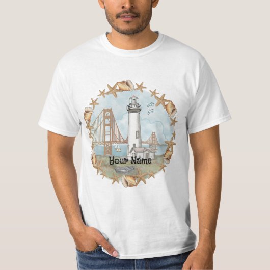 California Muscheln Lighthouse T - Shirt (Vorderseite)