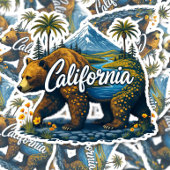California Nature Bear Sticker | Mountain & Poppy