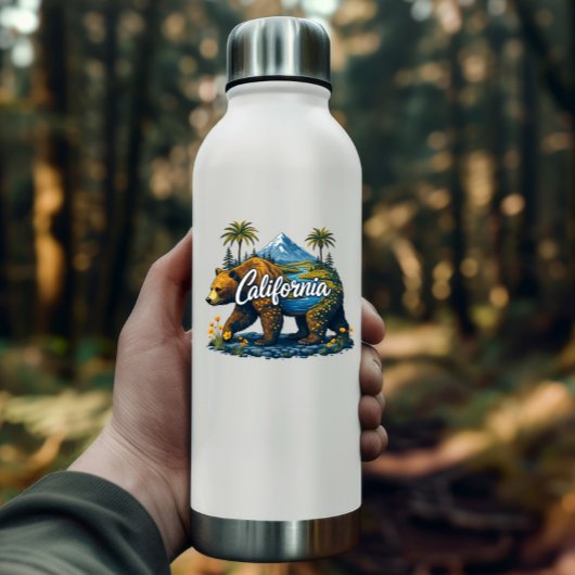 California Nature Bear Sticker | Mountain & Poppy