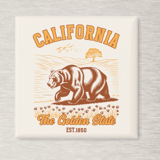 California Nature Lover Gift – Retro Bear  Magnet
