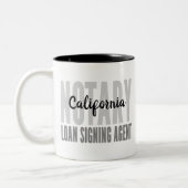 California Notary Loan Signing Agent Black Schrift Zweifarbige Tasse (Links)