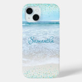 California Ocean Beach Blue Gold Confetti Custom Case-Mate iPhone Hülle (Rückseite)