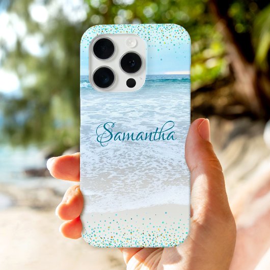 California Ocean Beach Foto Blue Gold Confetti Case-Mate iPhone Hülle
