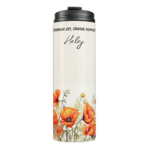 California Orange Poppies mit Verse Personalisiert Thermosbecher