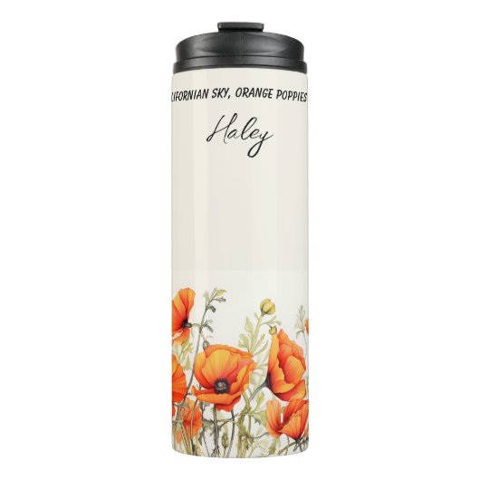 California Orange Poppies mit Verse Personalisiert Thermosbecher (Vorderseite)