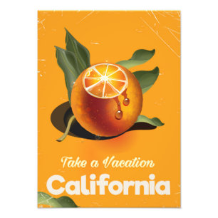 California Orange Retro Style Ferien Druck