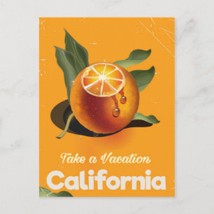 California Orange Retro Style Ferien Druck Postkarte