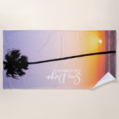 California Palm Tree Beach Sunset San Diego Strandtuch (Vorderseite)