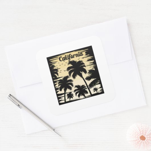 California Palm Tree Quadratischer Aufkleber (Umschlag)