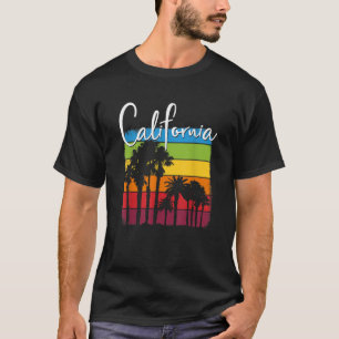 California Palm Trees Cali Rainbow Sunset Staat Lo T-Shirt