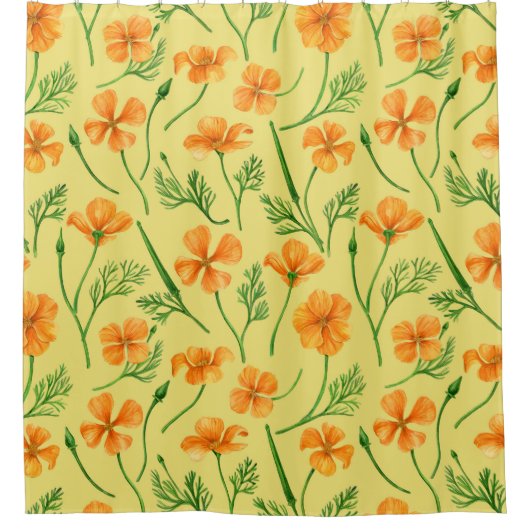 California Pappi, sommerliche Blume, Orange Duschvorhang (Vorderseite)