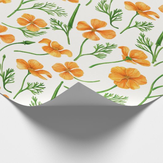 California Pappi, sommerliche Blume, Orange Geschenkpapier (Ecke)