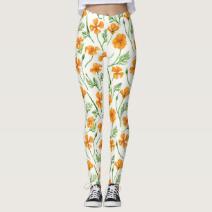 California Pappi, sommerliche Blume, Orange Leggings