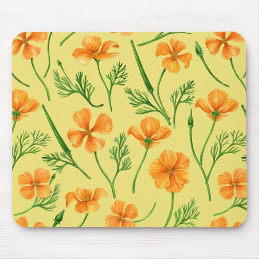 California Pappi, sommerliche Blume, Orange Mousepad (Vorne)
