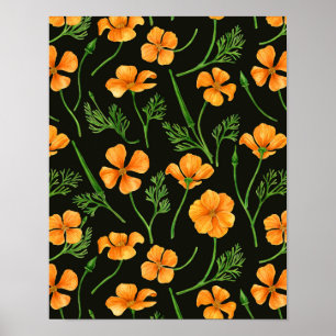 California Pappi, sommerliche Blume, Orange Poster