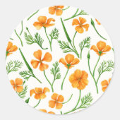 California Pappi, sommerliche Blume, Orange Runder Aufkleber (Vorderseite)
