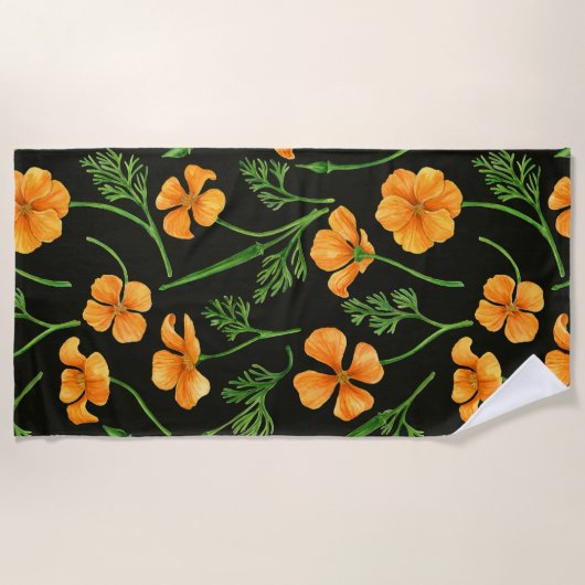 California Pappi, sommerliche Blume, Orange Strandtuch (Vorderseite)