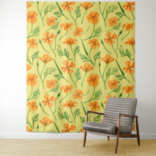 California Pappi, sommerliche Blume, Orange Wandteppich