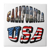 California Picture and USA Flag Text Fliese (Vorderseite)