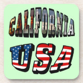 California Picture and USA Flag Text Getränkeuntersetzer (Vorderseite)