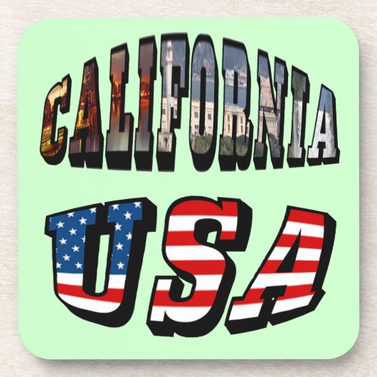 California Picture and USA Flag Text Getränkeuntersetzer (Vorderseite)
