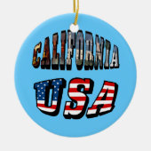 California Picture and USA Flag Text Keramik Ornament (Vorne)