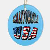 California Picture and USA Flag Text Keramik Ornament (Links)