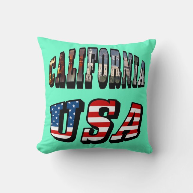 California Picture and USA Flag Text Kissen (Vorderseite)
