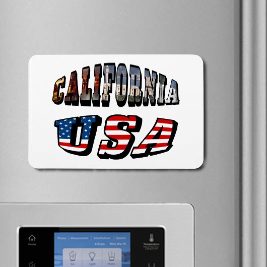 California Picture and USA Flag Text Magnet
