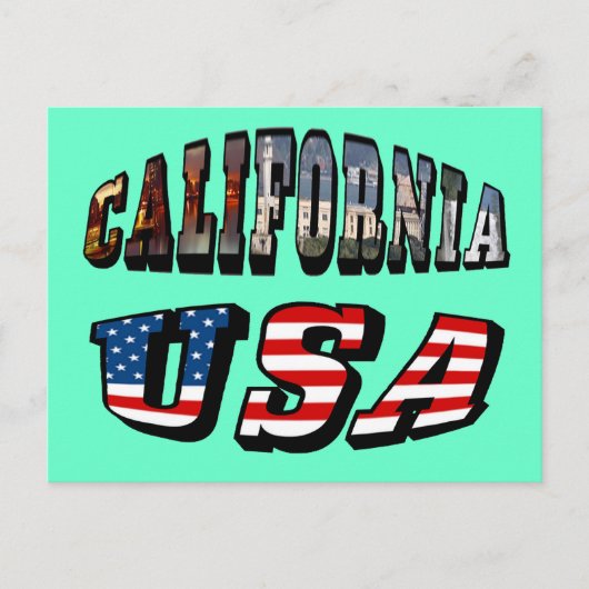 California Picture and USA Flag Text Postkarte (Vorderseite)