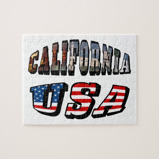California Picture and USA Flag Text Puzzle (Horizontal)