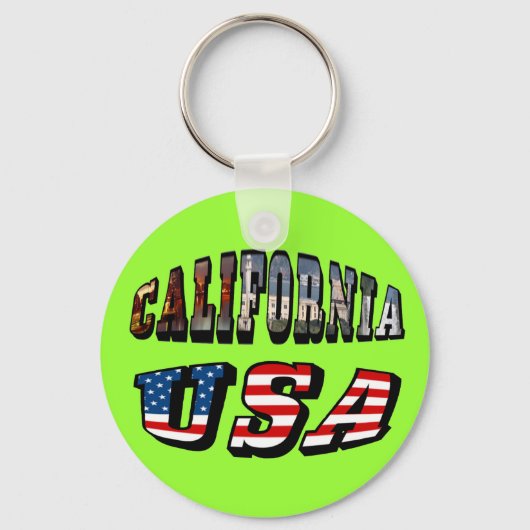 California Picture and USA Flag Text Schlüsselanhänger (Vorderseite)