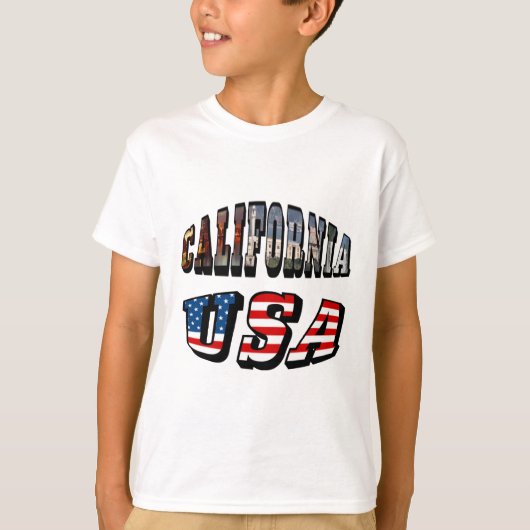 California Picture and USA Flag Text T-Shirt (Vorderseite)