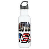 California Picture and USA Flag Text Trinkflasche (Vorderseite)